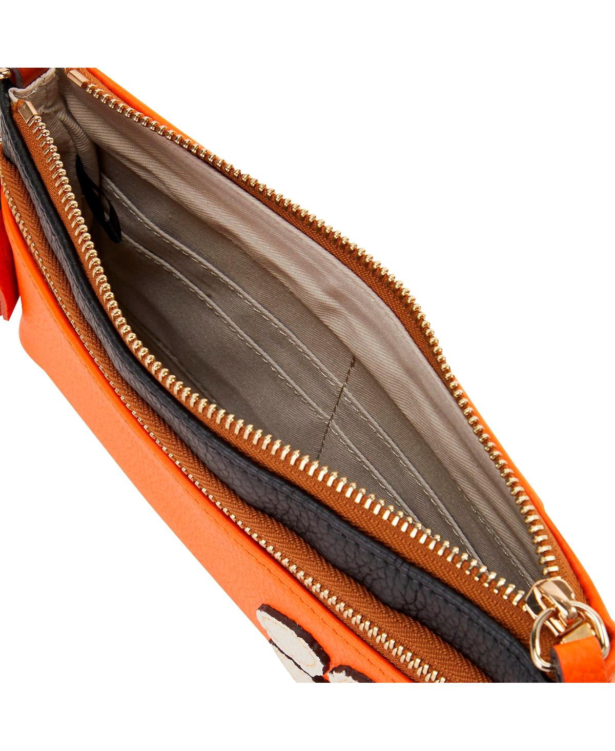 Dooney & Bourke Clemson Tigers Infield Double-zip Wristlet In Orange