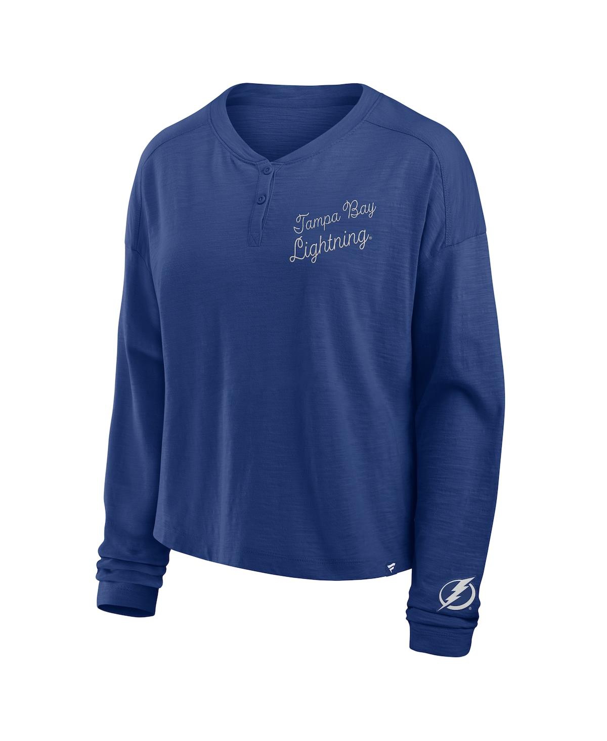 Fanatics Women's Blue Tampa Bay Lightning Oversized All Out Effort Long Sleeve Henley T-shirt In Blue