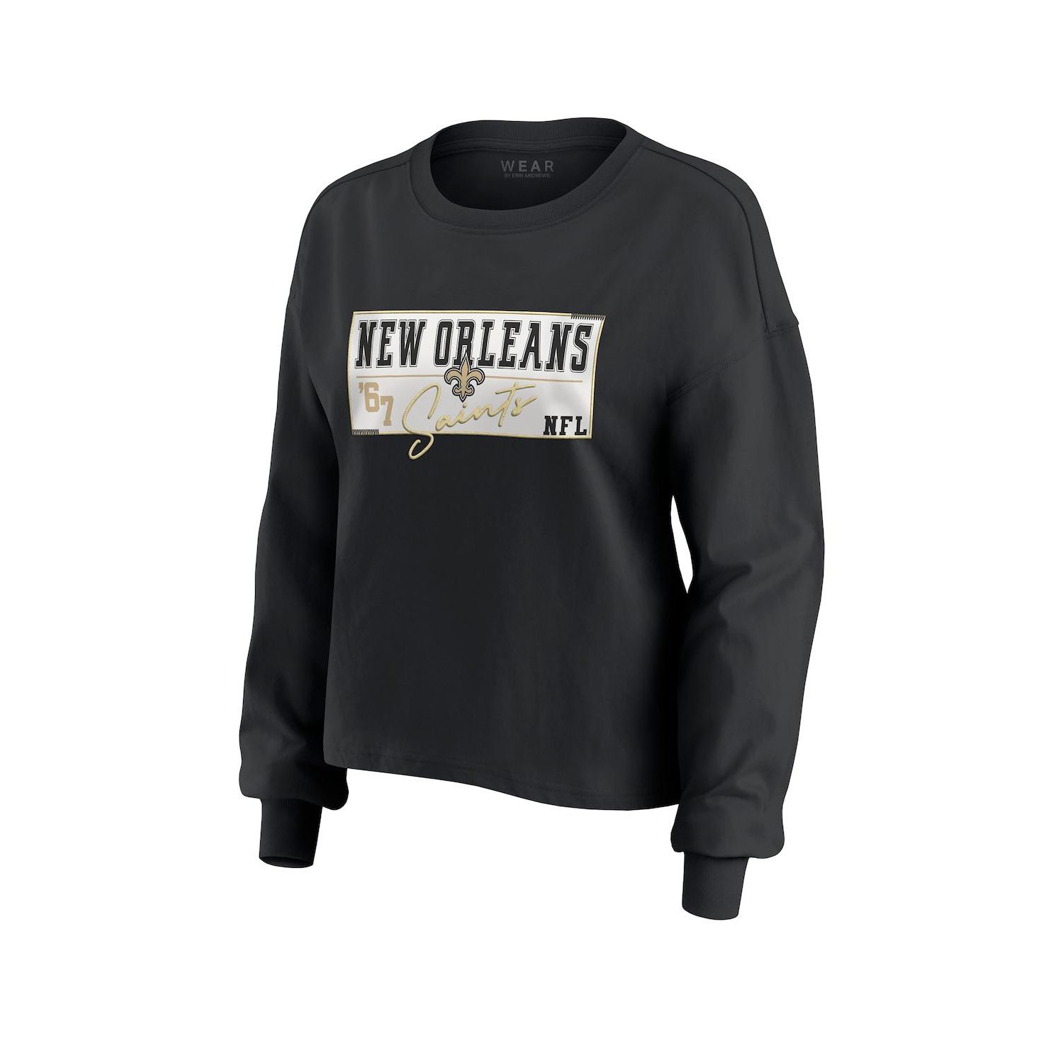 Women's 2-Piece Black New Orleans Saints Heavy Rugby Jersey Long Sleeve T-Shirt and Shorts Lounge Set