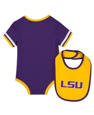 Baby Boys and Girls Purple LSU Tigers Bodysuit with Bib Set