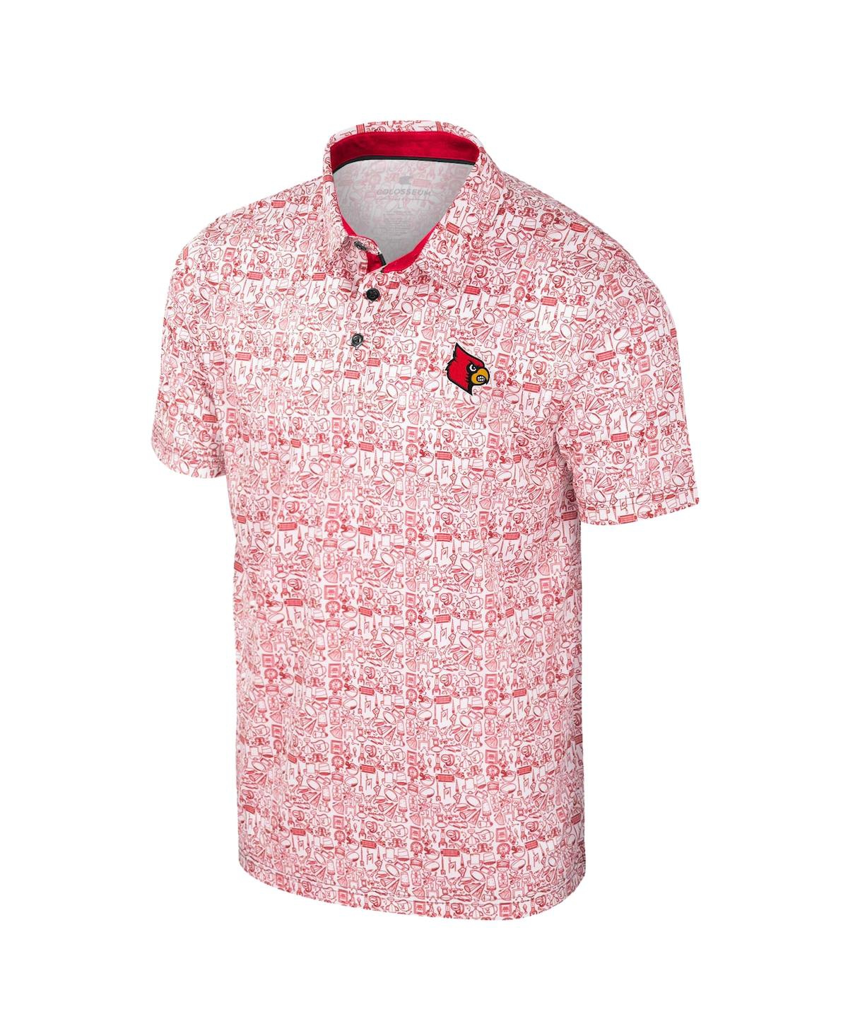 Colosseum Men's Red Louisville Cardinals It's Time Allover Print Polo Shirt In Red