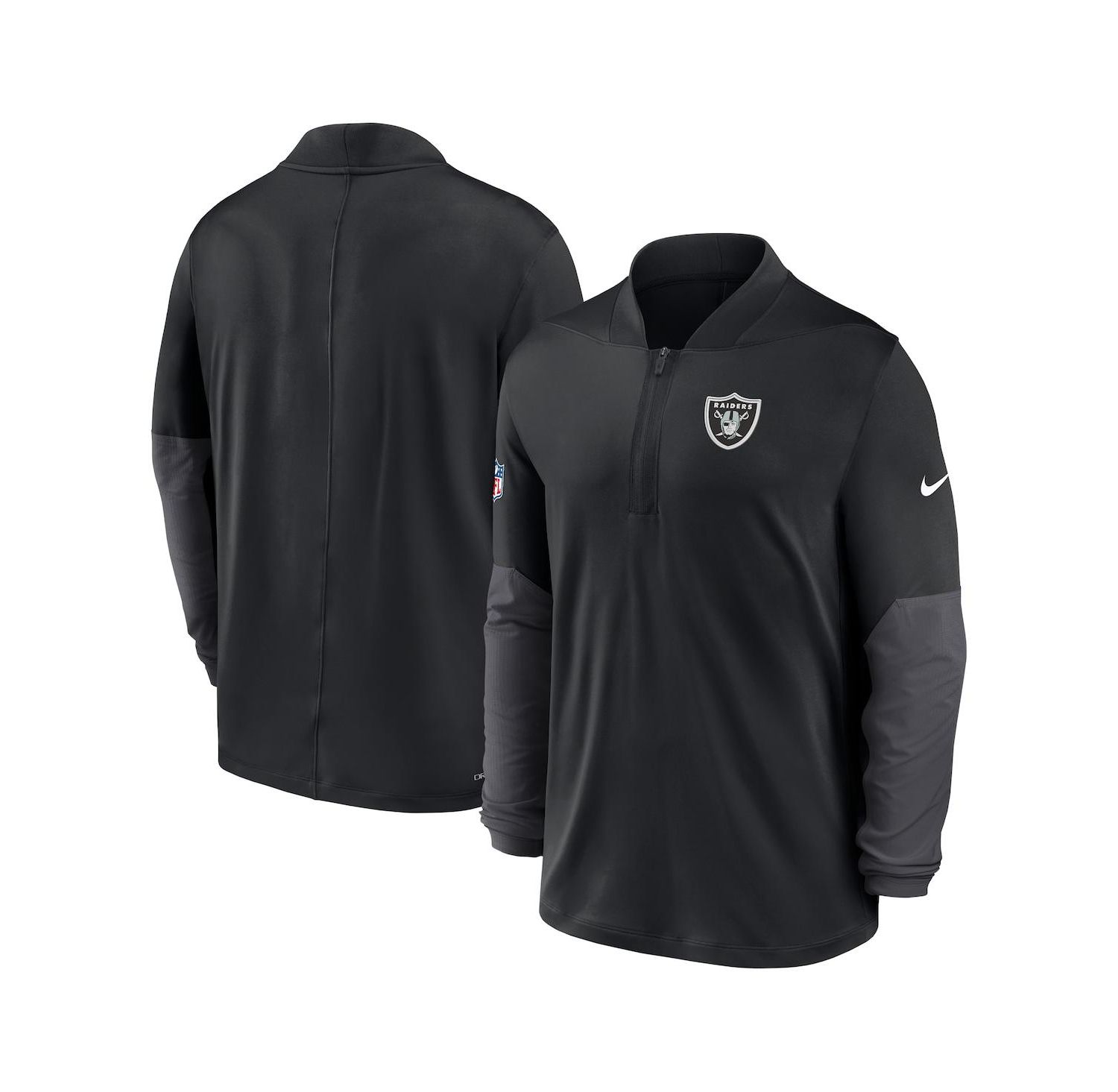 Men's Black Las Vegas Raiders Sideline Feel The Pressure Performance Half-Zip Pullover