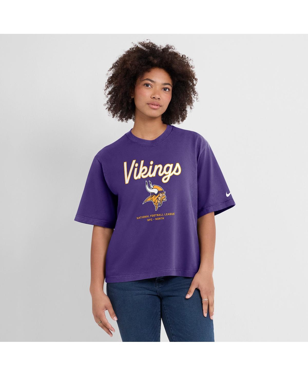 Nike Minnesota Vikings Essential Script Boxy  Women's Nfl T-shirt In Purple