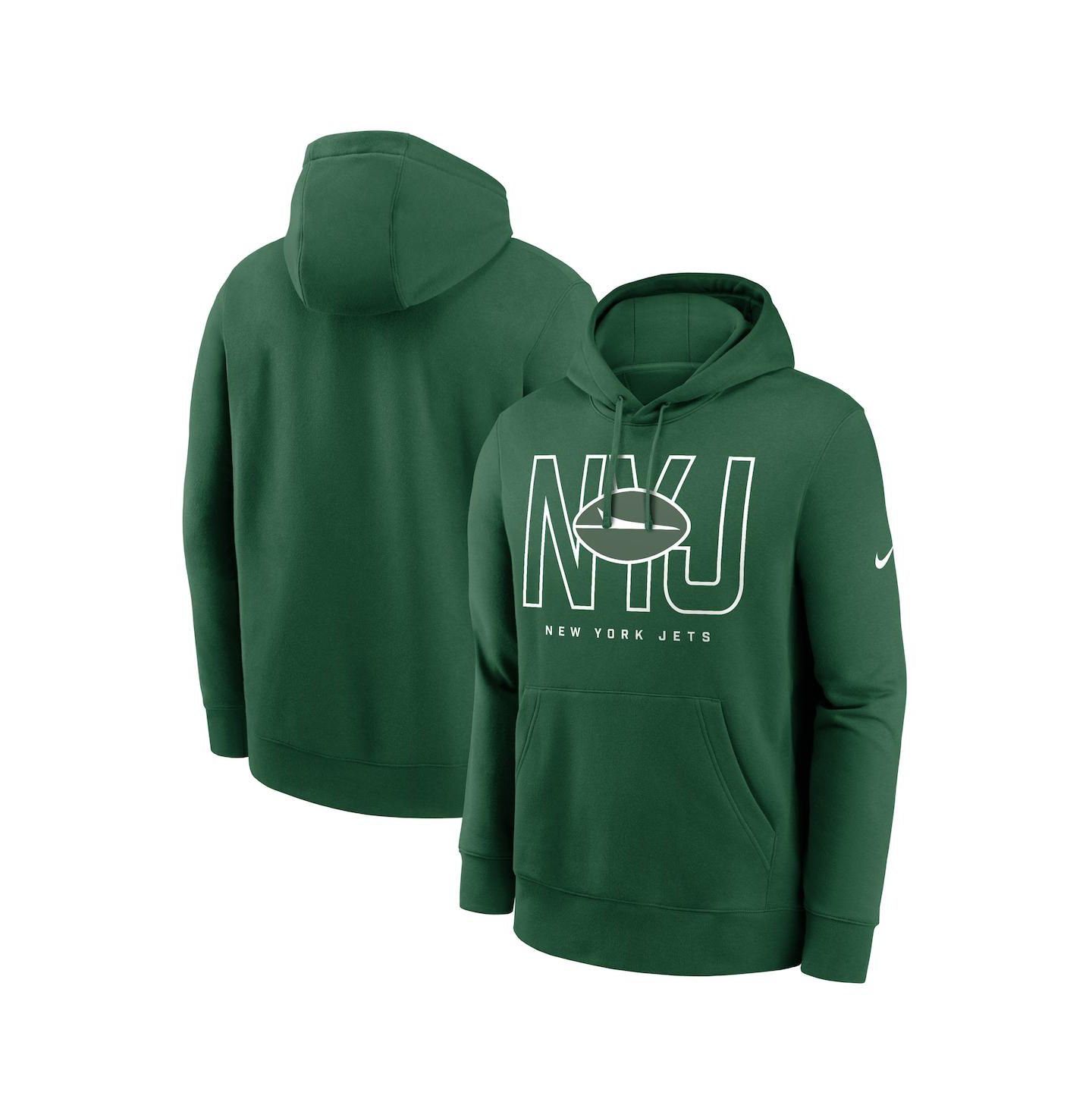 Мужское худи Nike Green New York Jets Busted Play Club Fleece Pullover — фото 1