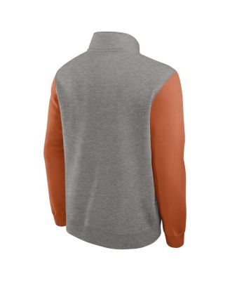 Men's Heather Gray/Texas Orange Texas Longhorns Club Fleece Half-Zip Pullover Sweatshirt