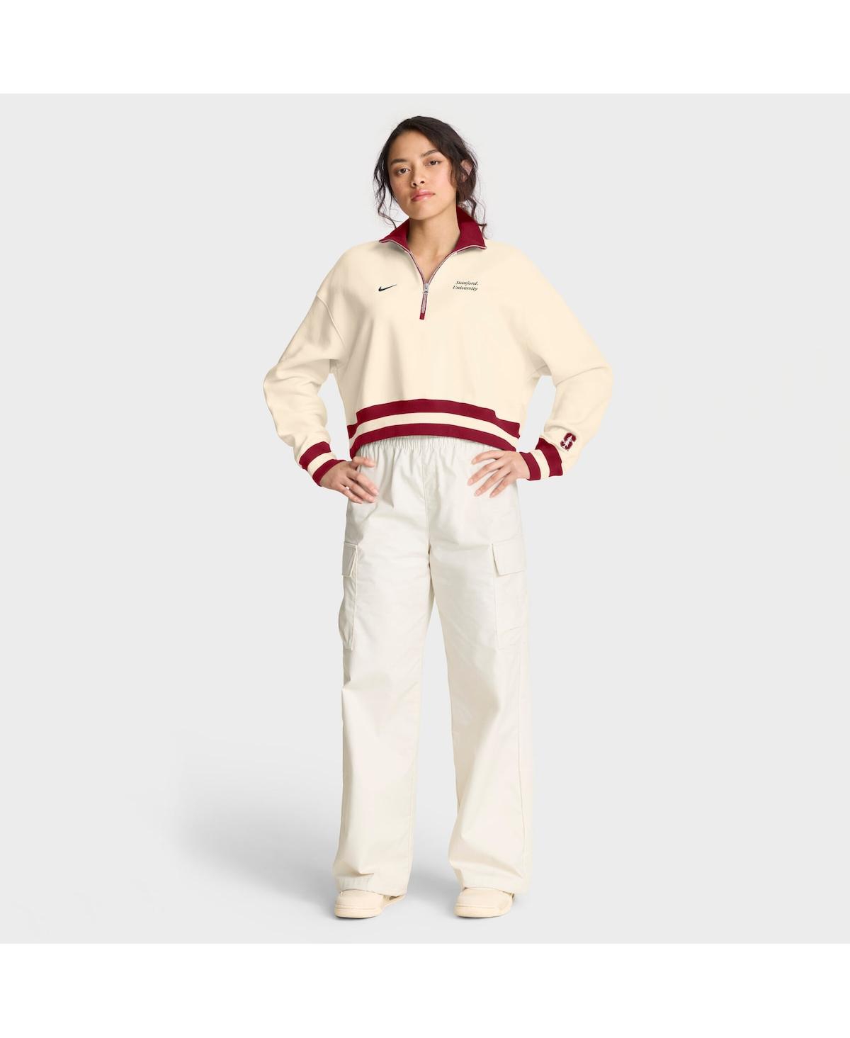 Nike Tan Stanford Cardinal Legacy Half-zip Sweatshirt In White