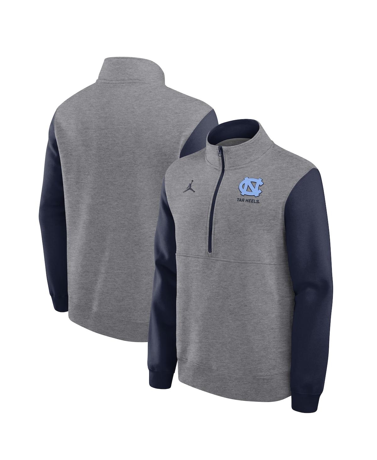 Jordan Men's Heather Gray North Carolina Tar Heels Club Fleece Half-zip Pullover Sweatshirt In Gray