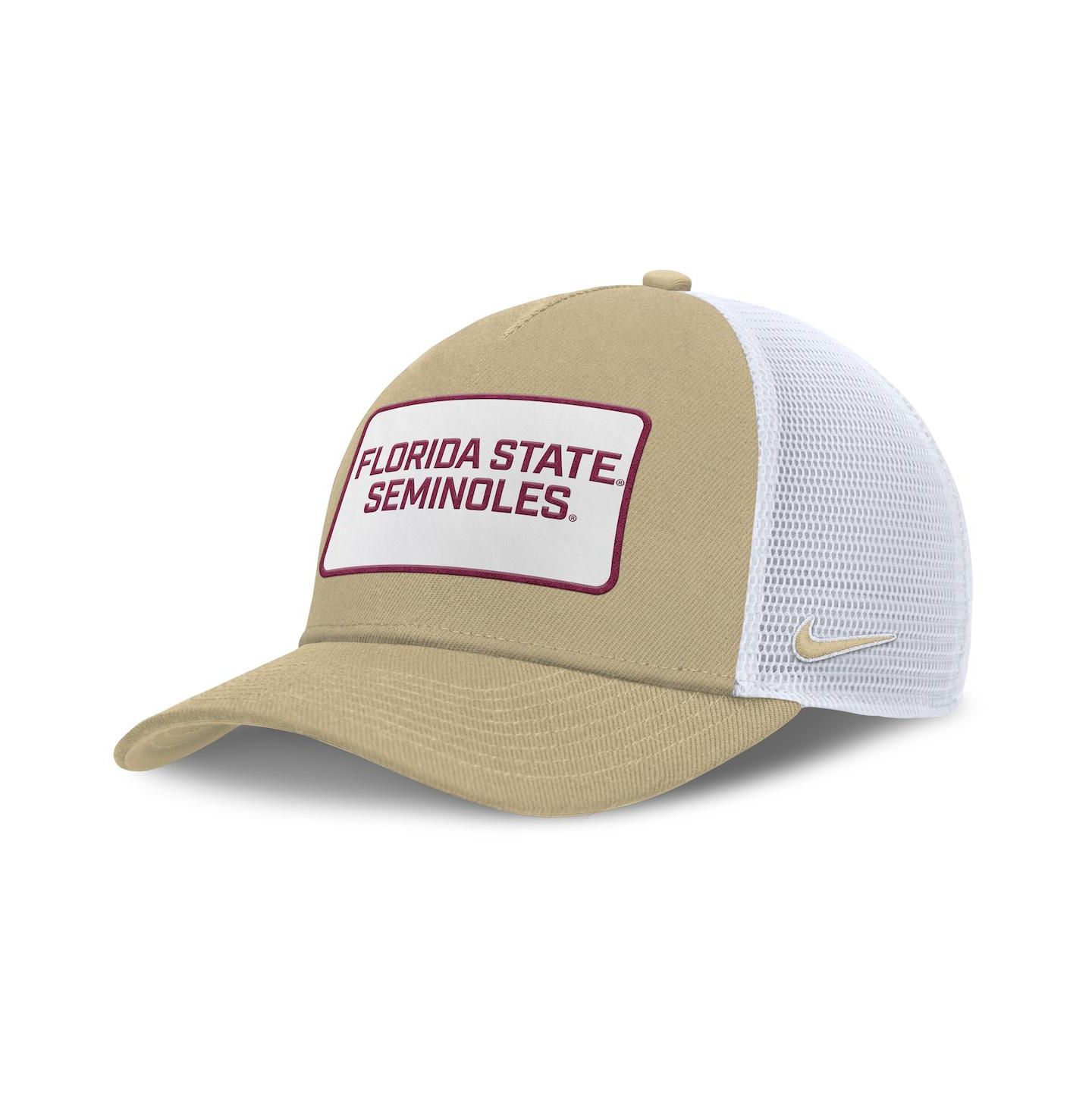 Мужская кепка Nike Gold/White Florida State Seminoles 2025 On-Field Rise Patch Trucker Adjustable Hat — фото 1
