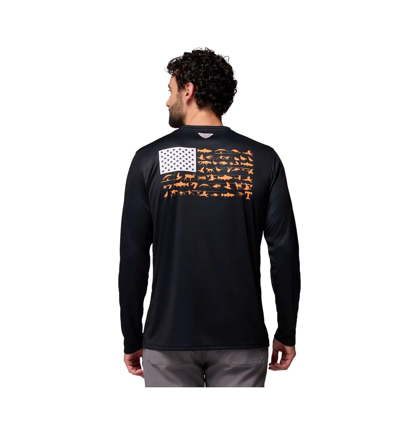 Мужская футболка Columbia Black Tennessee Volunteers PHG Terminal Shot 3-Hit Long Sleeve — фото 2