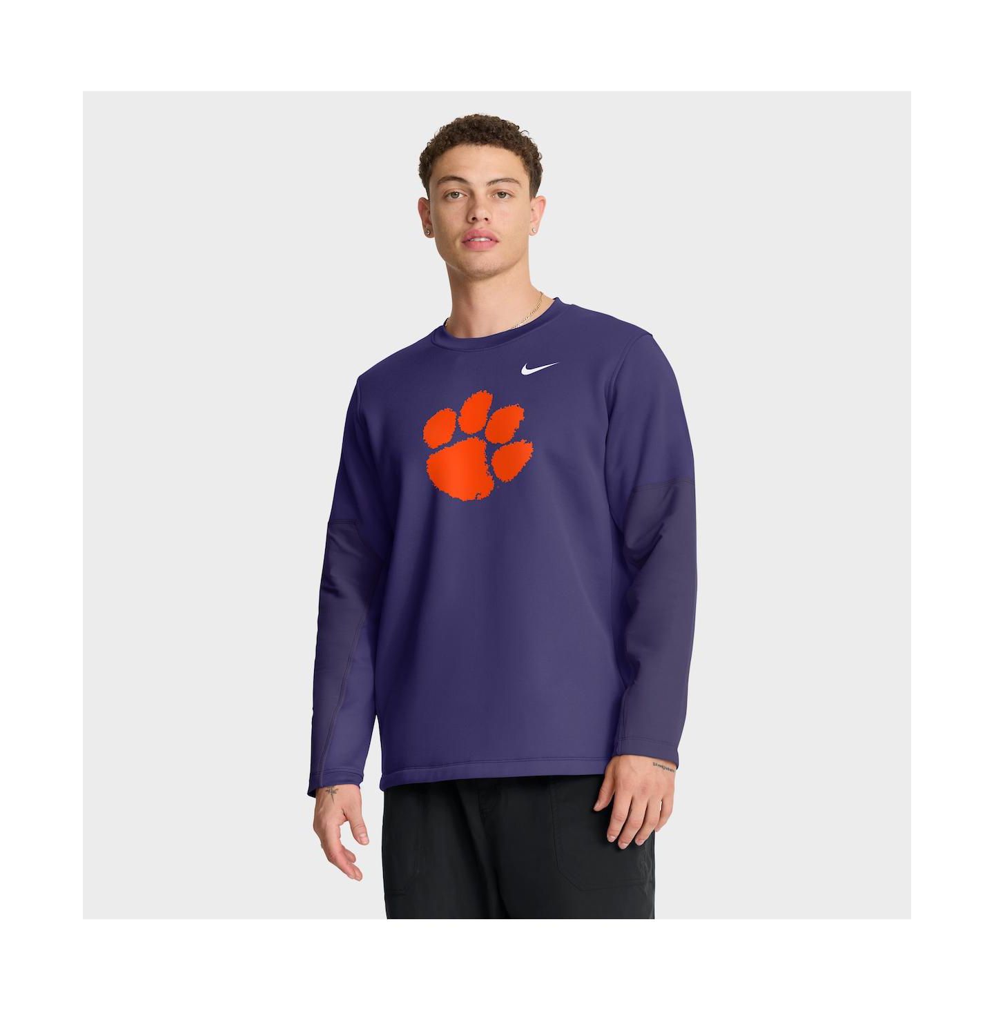 Мужская футболка Nike Purple Clemson Tigers 2025 Sideline Coach Performance Long Sleeve — фото 1
