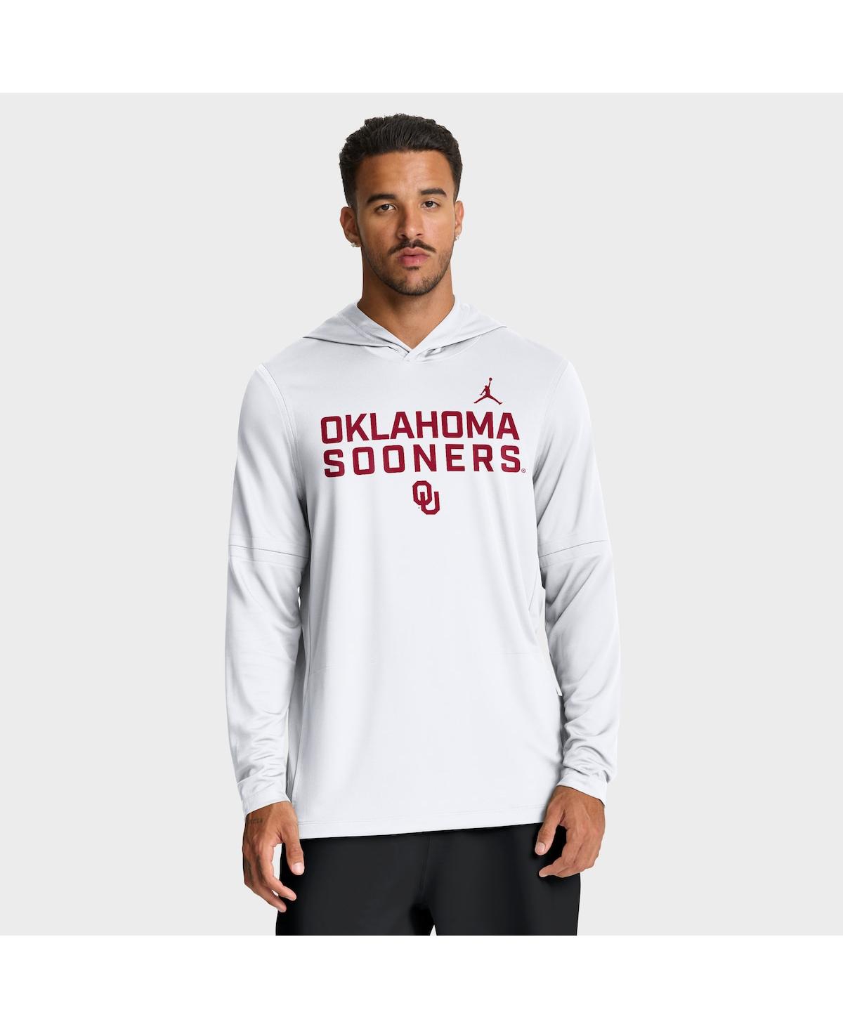 Jordan Men's White Oklahoma Sooners 2025 Sideline Performance Long Sleeve Hoodie T-Shirt