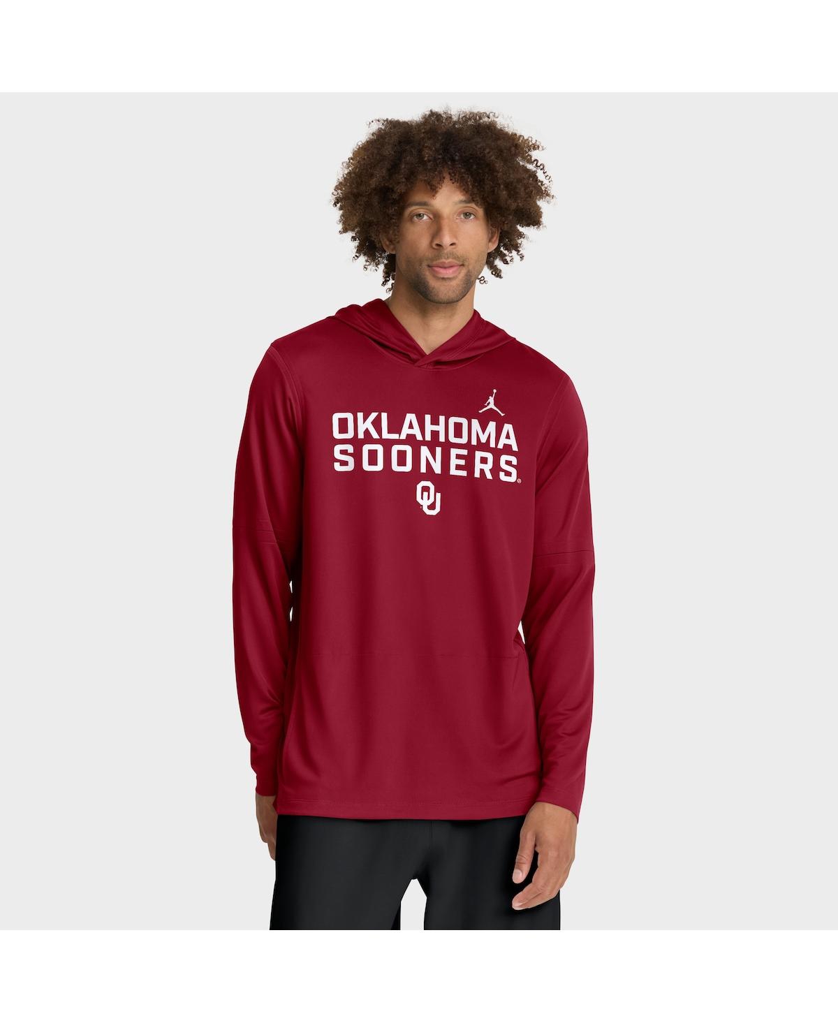 Jordan Men's Crimson Oklahoma Sooners 2025 Sideline Performance Long Sleeve Hoodie T-Shirt