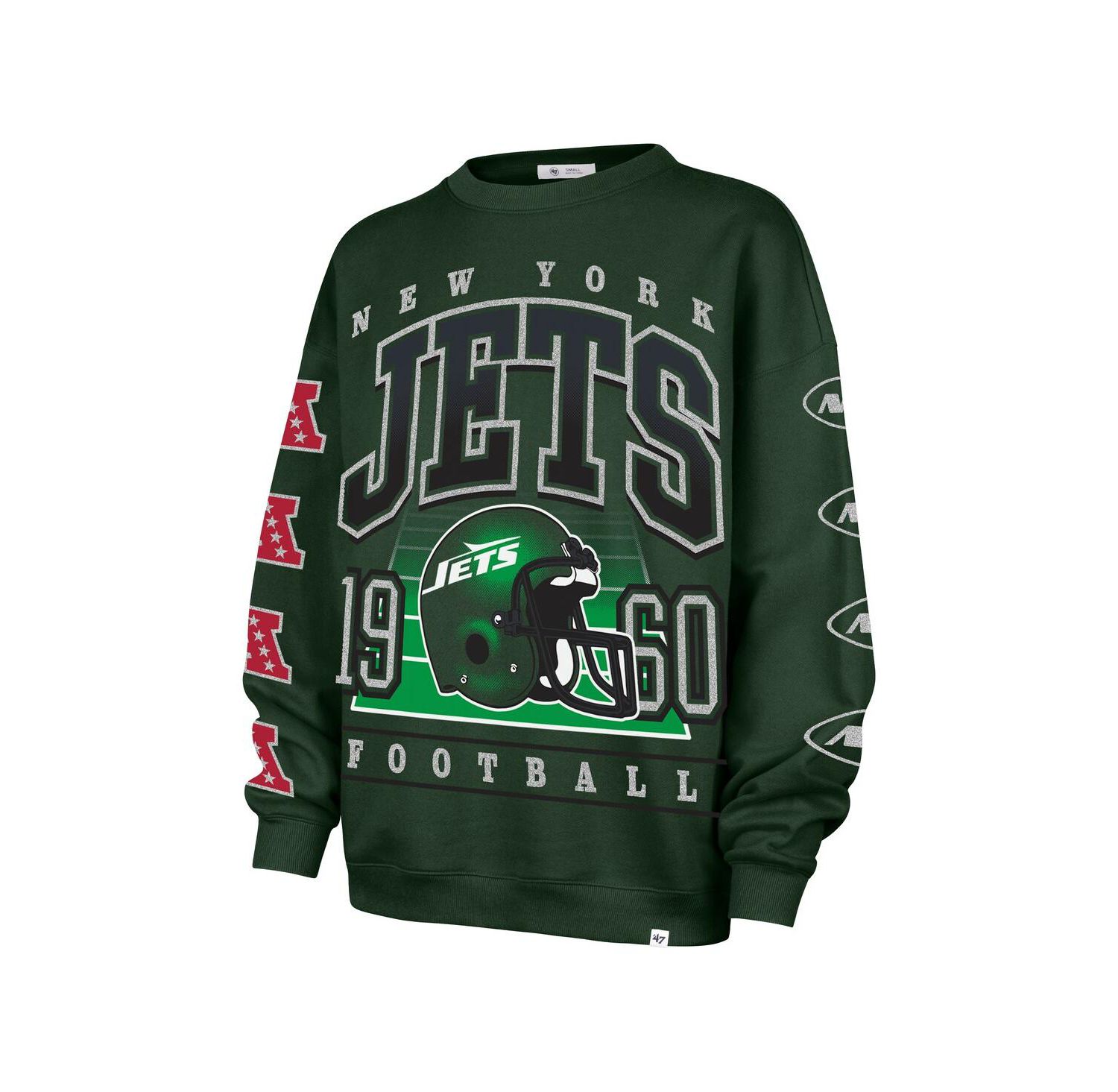 Women's Green New York Jets Go Big Oversized Pullover Sweatshirt