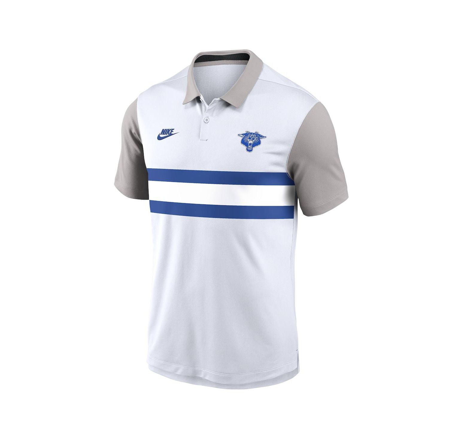 Men's White/Gray Kentucky Wildcats Athletic Prep Legacy Logo Vapor Performance Polo Shirt