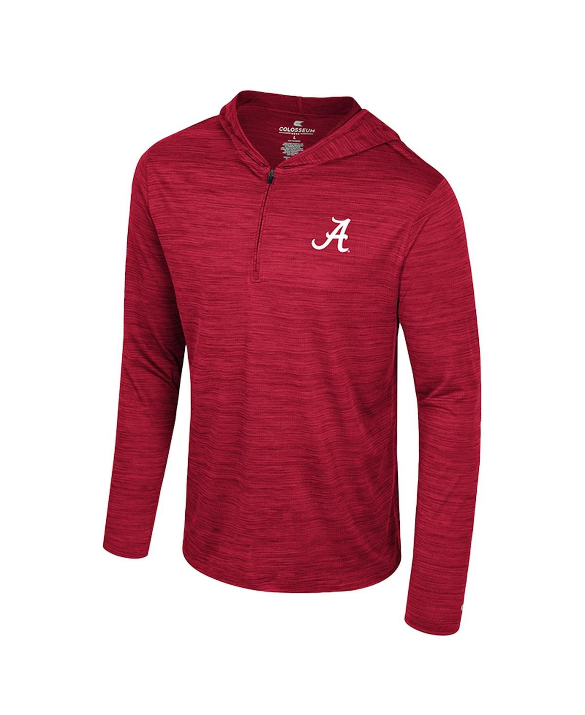Colosseum Men's Crimson Alabama Crimson Tide Always Sunny Lightweight Quarter-zip Hoodie In Red