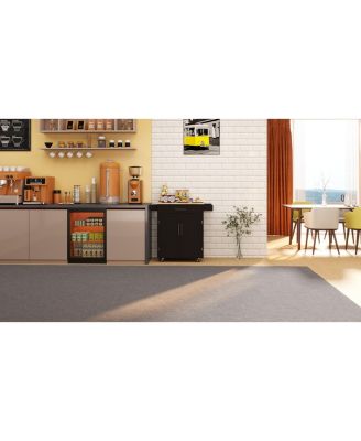 CASAINC Rubber Wood Top Rolling Cart with Drawer, Cabinet & Rack Kitchen Island