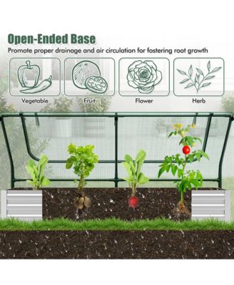 Galvanized Steel Raised Garden Bed Metal Planter Box Kit w/ Mini Greenhouse Cover 71'' x 35.5'' x 36''