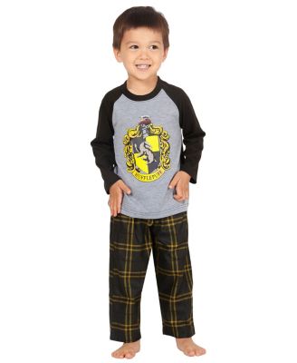 Big Boys Plaid Hogwarts Houses Crest Raglan 2PC Pajama Set - Gryffindor Hufflepuff Slytherin Ravenclaw