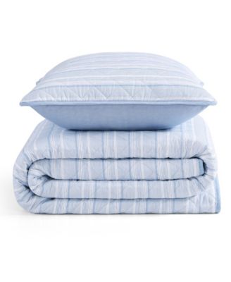 Sailing Stripe Cotton Reversible 2-Pc. Quilt Set, Twin