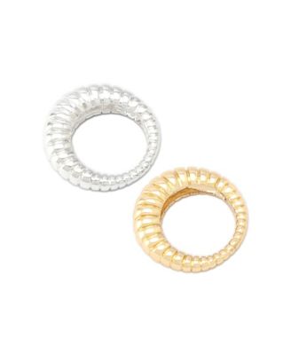 Two-Tone Rubbed Tube Band Ring Set