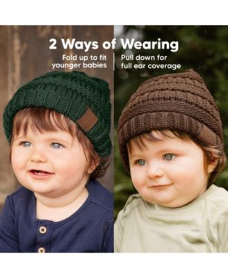 3pk Warmzy Baby Beanies, 0-36 months Baby Hats, Baby Winter Hat for Newborn, Infant, Toddlers, Boys, Girls