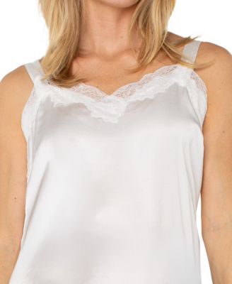 Women's Lace Trim Satin Tank Top