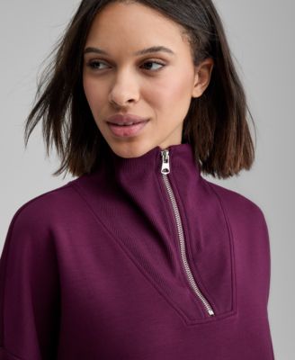 Petite Cozy Quarter-Zip Long Sleeve Top, Macy's Exclusive