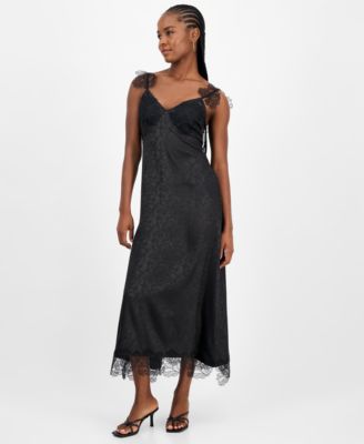And Now This - Women's Lace-Trim Jacquard Slip Dress