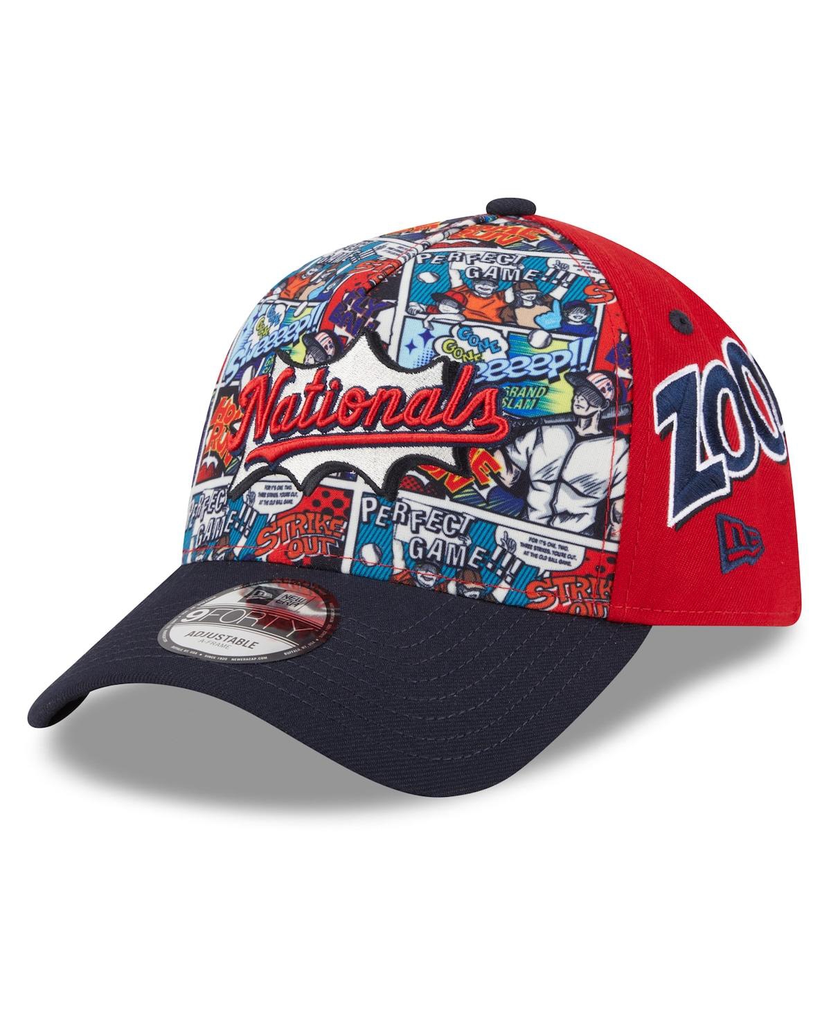 New Era Big Boys And Girls Red/navy Washington Nationals 2025 Mlb Diamond Hero Edition A-frame 9forty Adjust In Multi