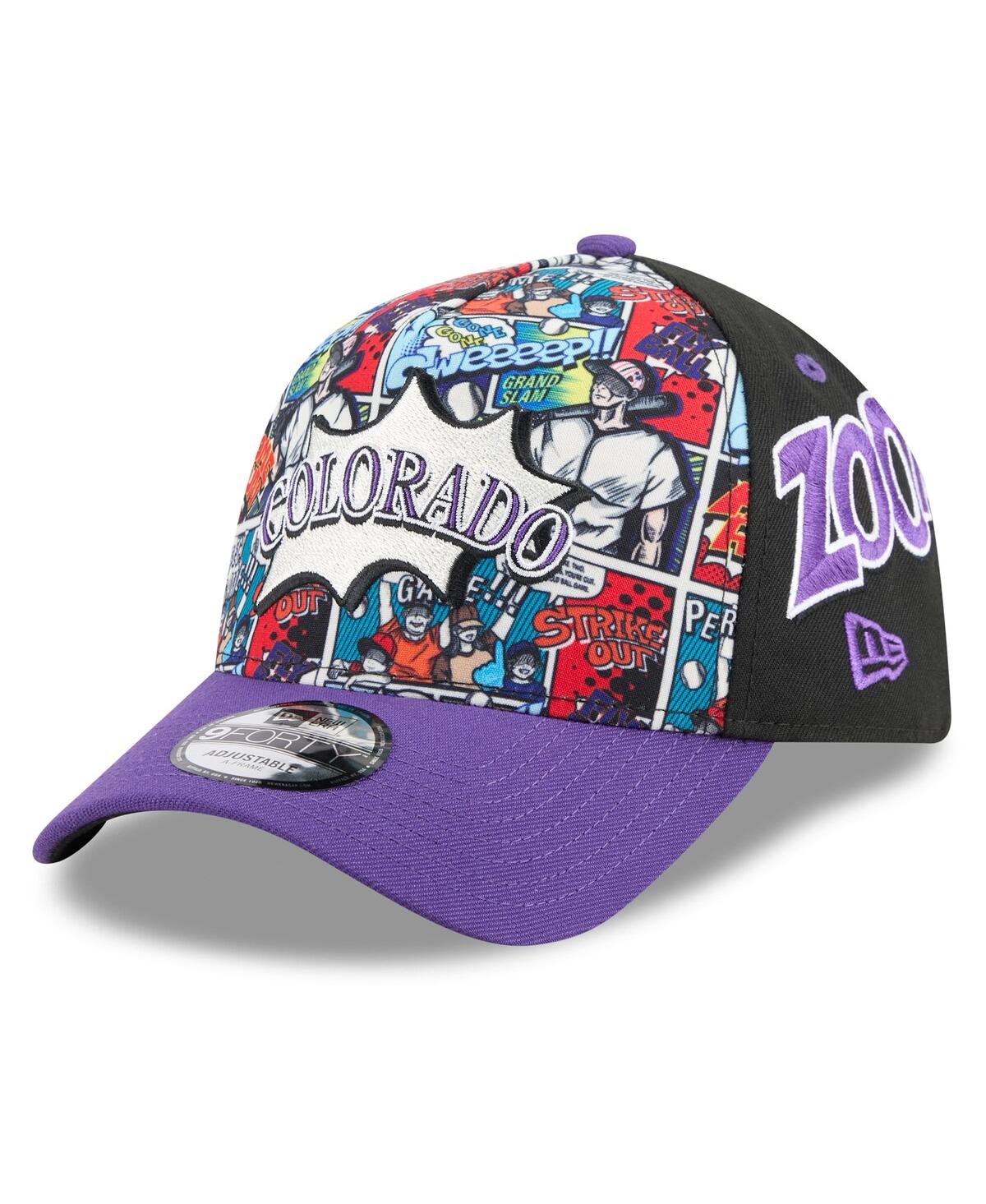 New Era Big Boys And Girls Black/purple Colorado Rockies 2025 Mlb Diamond Hero Edition A-frame 9forty Adjust In Multi