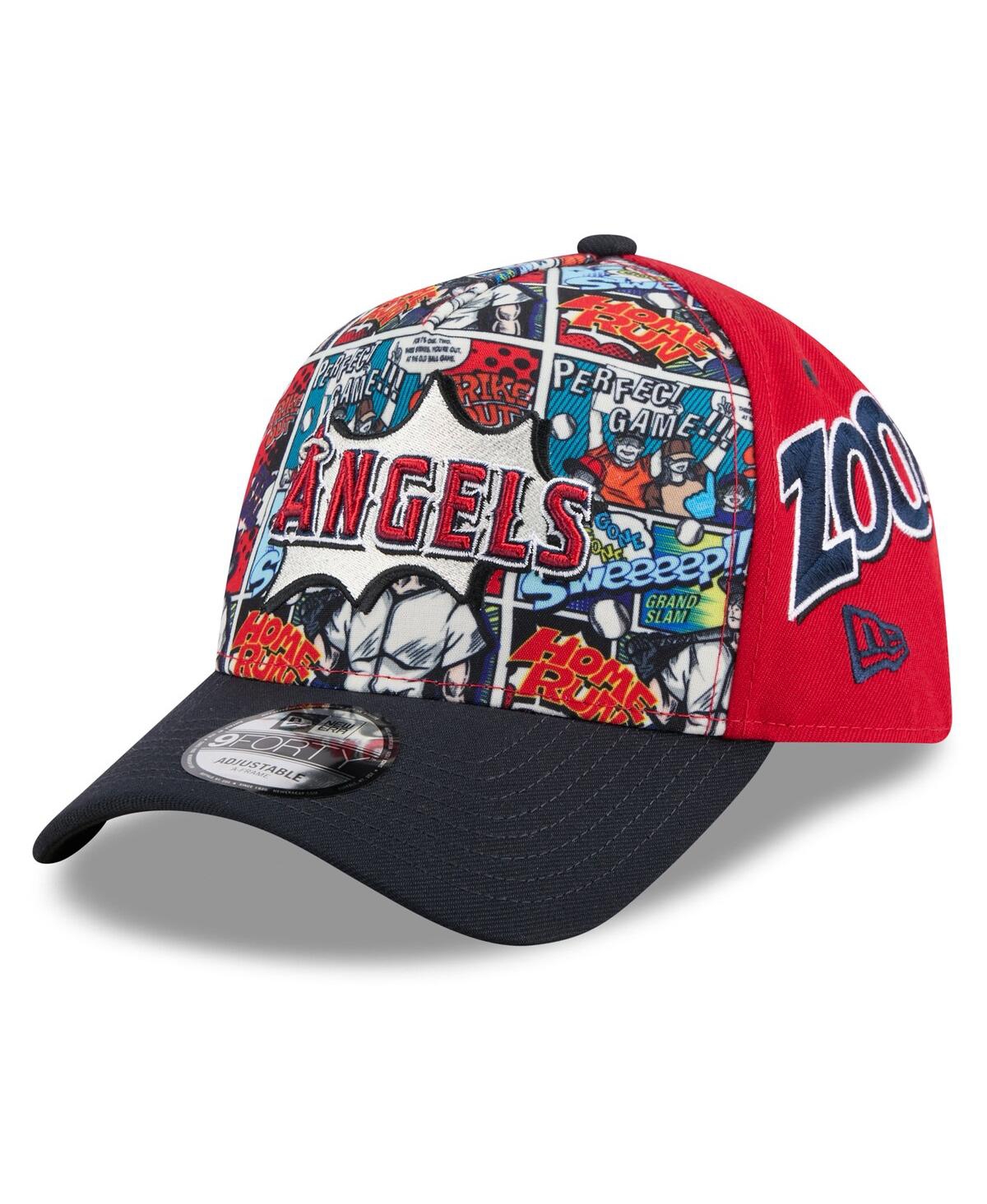 New Era Big Boys And Girls Red/navy Los Angeles Angels 2025 Mlb Diamond Hero Edition A-frame 9forty Adjustab In Multi