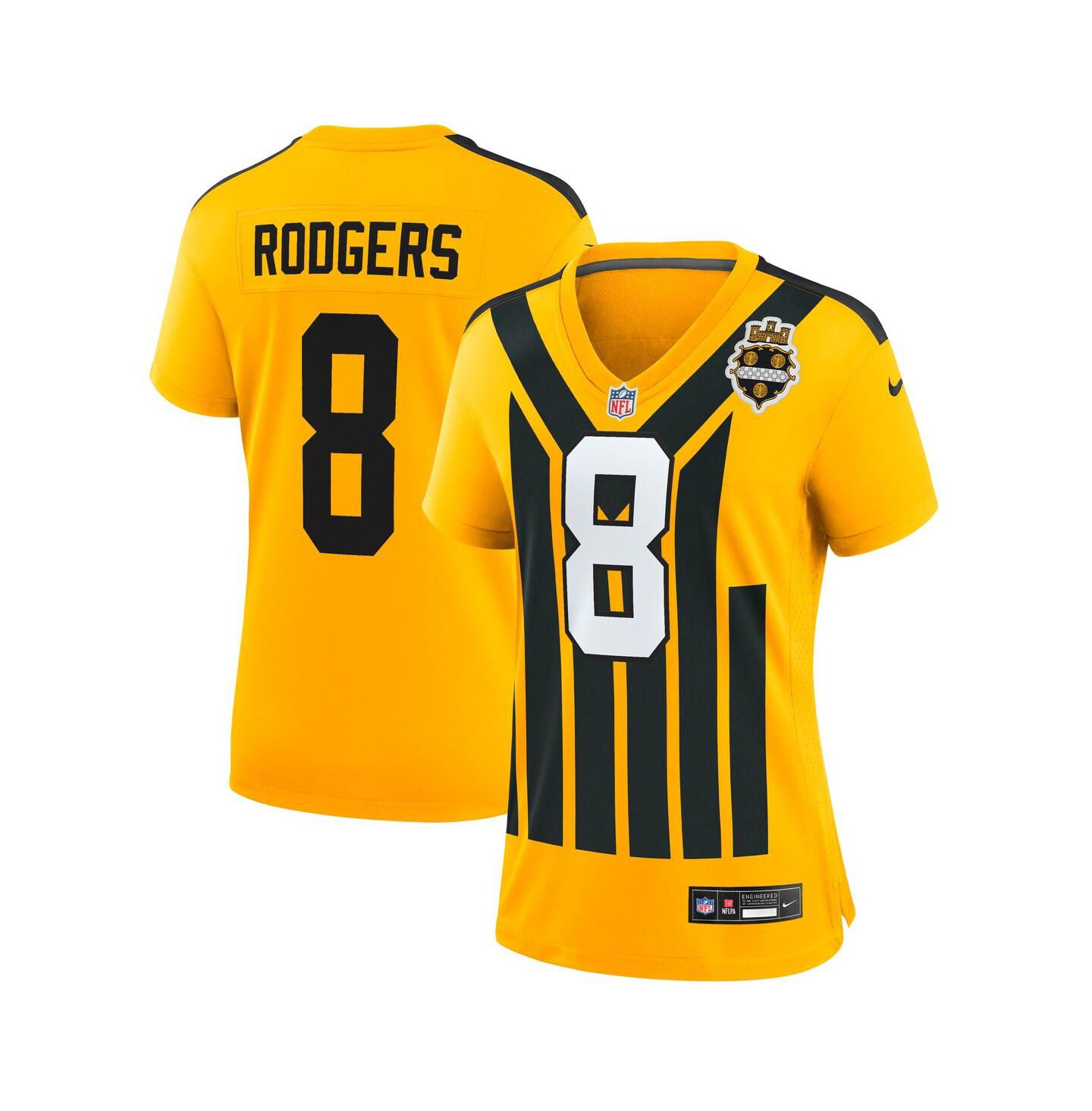 Женский топ Nike Aaron Rodgers Gold Pittsburgh Steelers Alternate 1933 Throwback Game Jersey — фото 1