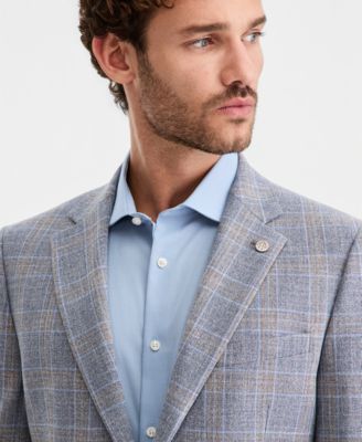 Men's Blue Plaid Modern-Fit Blazer