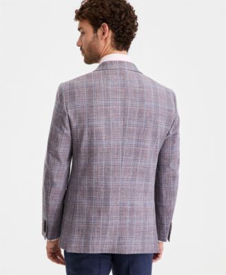 Men's Purple Plaid Modern-Fit Blazer