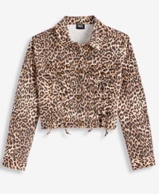 Women's Leopard-Print Lace-Up Denim Jacket, Macy's Exclusive