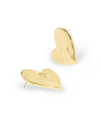 Gold Vintage Textured Heart Button Earrings
