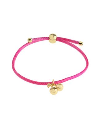 Black Leather Cherry Friendship Slider Bracelet