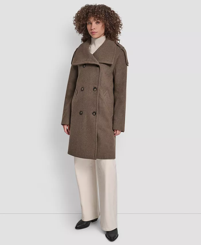 Women's Double-Breasted Funnel Neck Military Coat - thumbnail 2