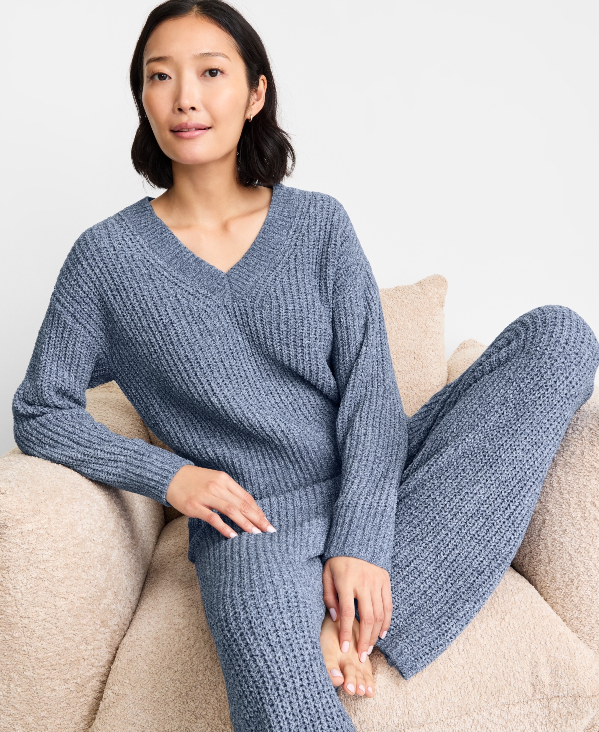 State Of Day Women's Chenille Sweater & Pant Set, Xs-3x, Macy's Exclusive In Blue