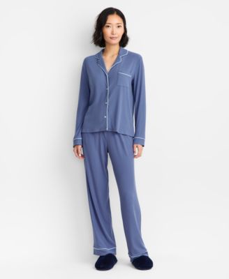Women's 2-Pc. Packaged Ribbed Notched-Collar Pajamas Set XS-3X, Created for Macy's