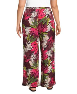 Women's Plus Size Rayon High Rise Wide Leg Pants - Set Bottom