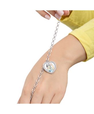 Heart Pendant Chain Bracelet - Silver Tone
