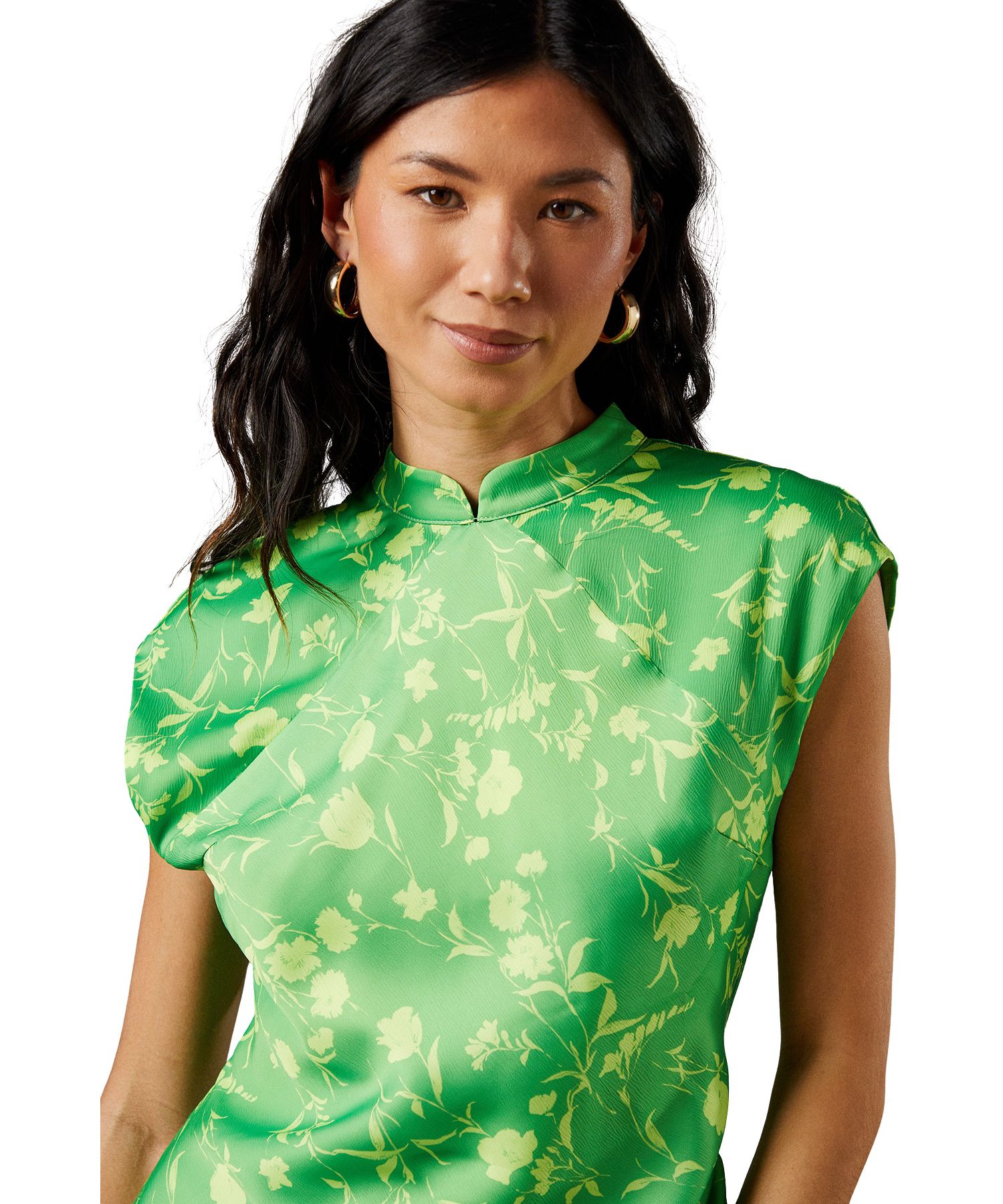 Women's Crinkle Satin Button Side Midi Dress