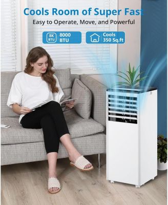 8,000 BTU Portable AC - 3-in-1 Cooling, Fan & Dehumidifier, Smart Unit with LED Display - Portable AC