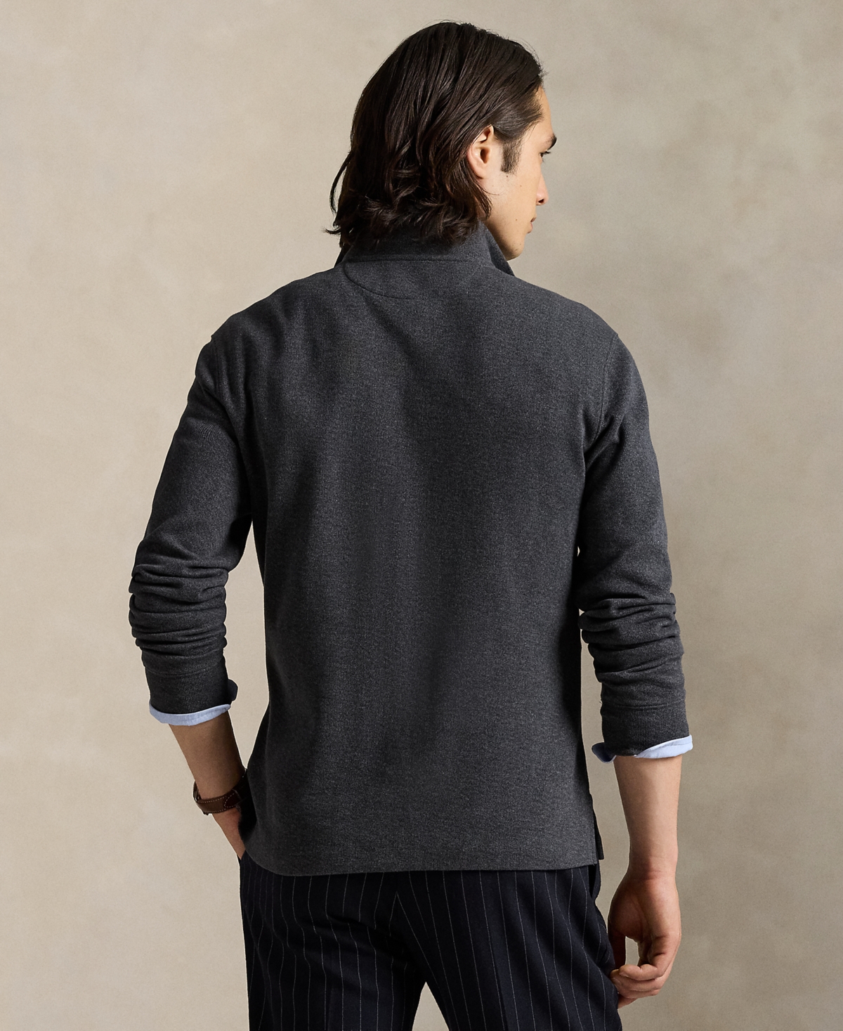 Polo Ralph Lauren Men's Estate-rib Cotton Quarter-zip Pullover In Gray