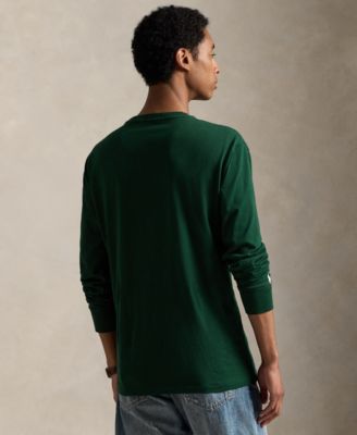 Men's Long-Sleeve Plaid-Logo Applique T-Shirt