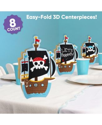 Freestanding 3D Pirate Ship Centerpiece Table Decorations - 8 Count