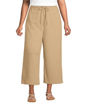 Women's Sport Knit Elastic Waist Wide Leg Crop Pants