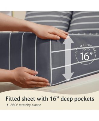 3-PC Striped Silky Soft Cooling Deep Pocket Sheet Set, Twin