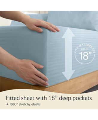 3-PC Striped Silky Soft Cooling Deep Pocket Sheet Set, TwinXL